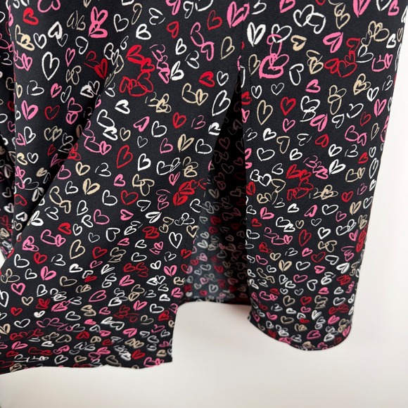 LOFT Black Heart Print Midi Skirt Size 2 Coquette Valentines Romantic Y2K Girly - Picture 3 of 12